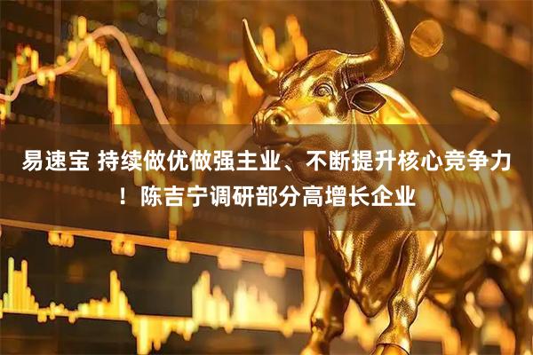 易速宝 持续做优做强主业、不断提升核心竞争力！陈吉宁调研部分高增长企业